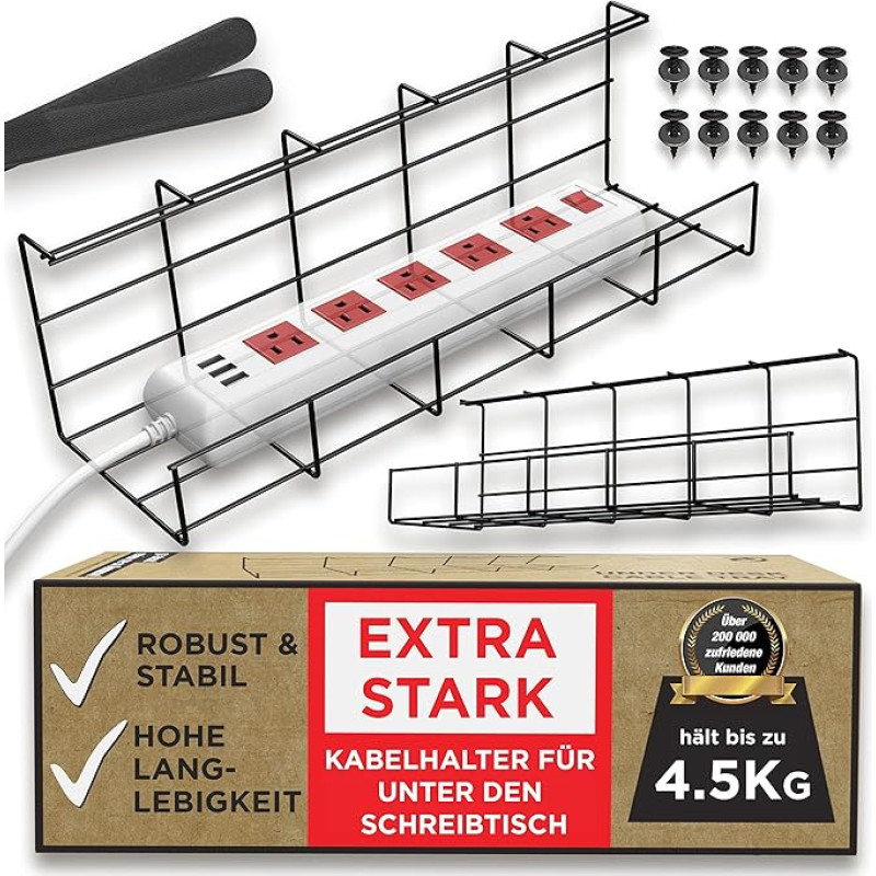 Under Desk Cable Management Tray - Under Desk Cable Organizer for Wire Management. Super Sturdy Desk Cable Tray. Perfect Standing Desk Cable Management Rack (Black Wire Tray - Set of 2X 16'')
