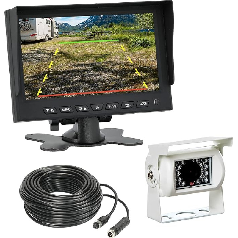 VSG 24 Reversing Camera 7 Inch Camper Set Including Camera, Monitor, Cable - Waterproof Night Vision 12 V - 24 V Easy Installation / Robust Reversing System for Car Caravan Truck Trailers Motorhomes
