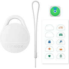 Momax Tracker Electronics Key Finder, Luggage Tracker, Smart Tag for Keys, Backpack, Wallet, Pets, Works with Apple Find My (iOS 18+ Only) and Global Search Area Included (White)