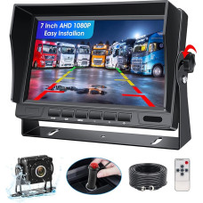 AHD 1080P Reversing Camera Set with 7 Inch LCD Monitor and 170° Wide Angle Reversing Camera, IP69 Waterproof Reversing Camera Parking Aid System for Truck/Trailer/Bus/Van/Agriculture/Heavy Transport