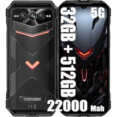 DOOGEE VMAX Pro 5G atsparus išmanusis telefonas, 22000 mAh baterija, 32 GB + 512 GB išmanusis telefonas be sutarties, 6,58 colių FHD+, 108 MP + 20 MP naktinis matymas + 16 MP, 