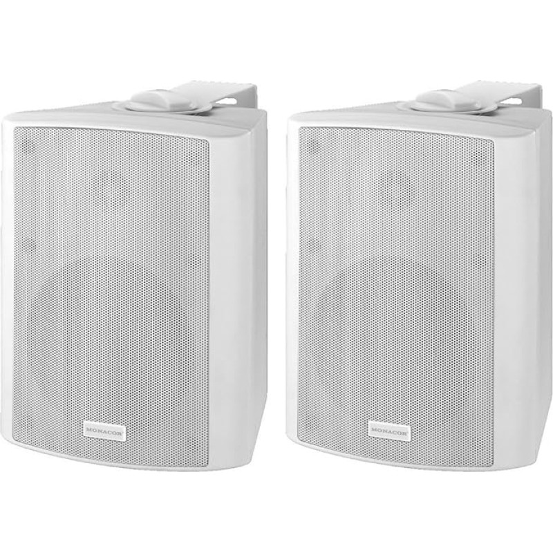 MONACOR MKA-50SET/WS Aktyvi 2 kanalų stereofoninių garsiakalbių sistema - viena aktyvioji ir viena pasyvioji dėžutė - magnetiniu ekranu ekranuoti garsiakalbiai - 2 x 20 W - balta