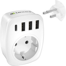 LENCENT Travel Adapter Switzerland Germany Plug, EU to CH, Type J, Travel Plug for Switzerland Liechtenstein Wall Sockets, with 3 USB/1 Type C/AC Socket Adapter