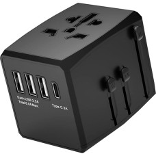 Worldwide 3.5A High Speed 3x USB+3A Type-C Port Universal Travel Adapter Max Power in 1920W for 240V AC