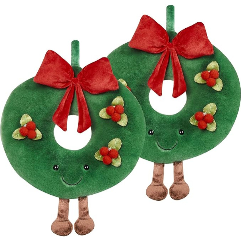 Decorative Cushion Set of 2 Green Christmas Motif Christmas Wreath Round Diameter 45 cm Candy