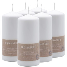 Müller Kerzen PRO NATURE Pillar Candles Pressed - White - Set of 6 - 6.8 x 15 cm - 32 Hours Burning Time - Natural Wax - Paraffin and Palm Oil Free - Unscented