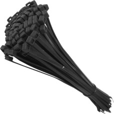 25 pakuotės tvirtų nailoninių plastikinių patvarių (vidutinio ilgio, 203 mm, juodos spalvos)