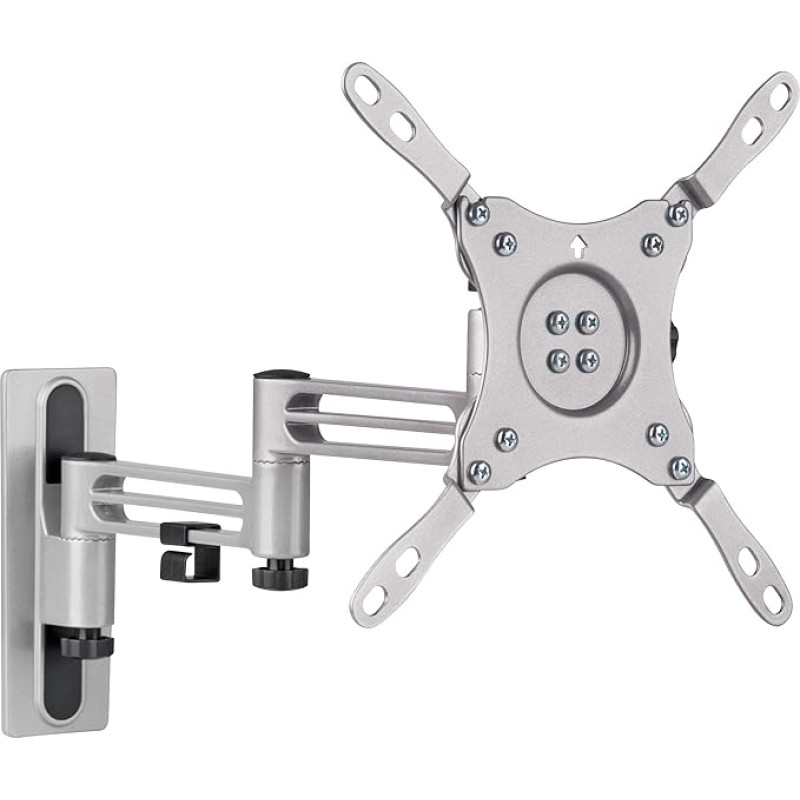 SCHWAIGER LWHD4315 513 TV Wall Mount 13 - 43 Inch TV Mount Tiltable / Swivelling / Maximum 15 kg / VESA Standard 200 x 200 Silver with Mounting Accessories