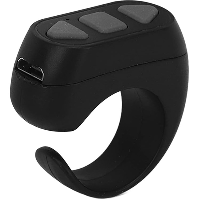 Bluetooth Remote Control Scrolling Ring for Tik Tok, Fingertips Side Turner Camera Remote Shutter Selfie Button Controller for iOS for Android for Harmony OS (Black)