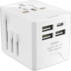 Travel Adaptor Worldwide, Universal Travel Plug with 6 AC Socket, 3.5 A USB Smart Output, 3 USB A + Type C International Socket Adapter