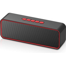 SONKIR Wireless Bluetooth Speaker, Portable Bluetooth 5.0 Speaker with Dual Driver Bass, 3D Stereo, FM Radio, Hands-Free Function, Built-in 1500mAh Battery, 12-Hour Playtime (Red)