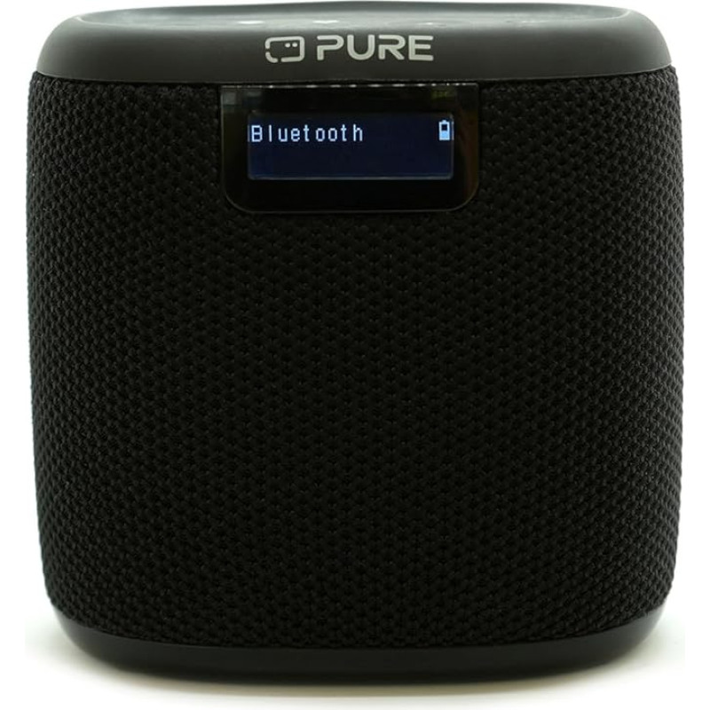 Pure Woodland Mini Outdoor Speaker with Bluetooth & DAB+/FM Radio (Waterproof IP67, Robust, Portable, 14h Battery, Perfect for Garden & Camping) Black