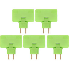 Pack of 5 EU Socket Converter, 180 Degree Twisted Wireless Socket Adapter, 3 Sockets, EU Plug Adapter, Travel Power Plug, 110 to 250 V (Green)