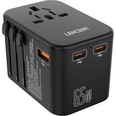 LENCENT Universal Travel Adapter Worldwide Travel Plug with 1 USB 30W & 2 USB-C PD GaN III 65W Connections, Rease Adapter for USA UK EU from Socket, Germany England America Australia Plug