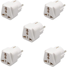 Inibud 5 x Power Adapter Universal Travel Adapter for European Union Design Asia Australia Middle East European (France, UK, EU) Had To 2 Pin – Female to Female Europe French plug converter