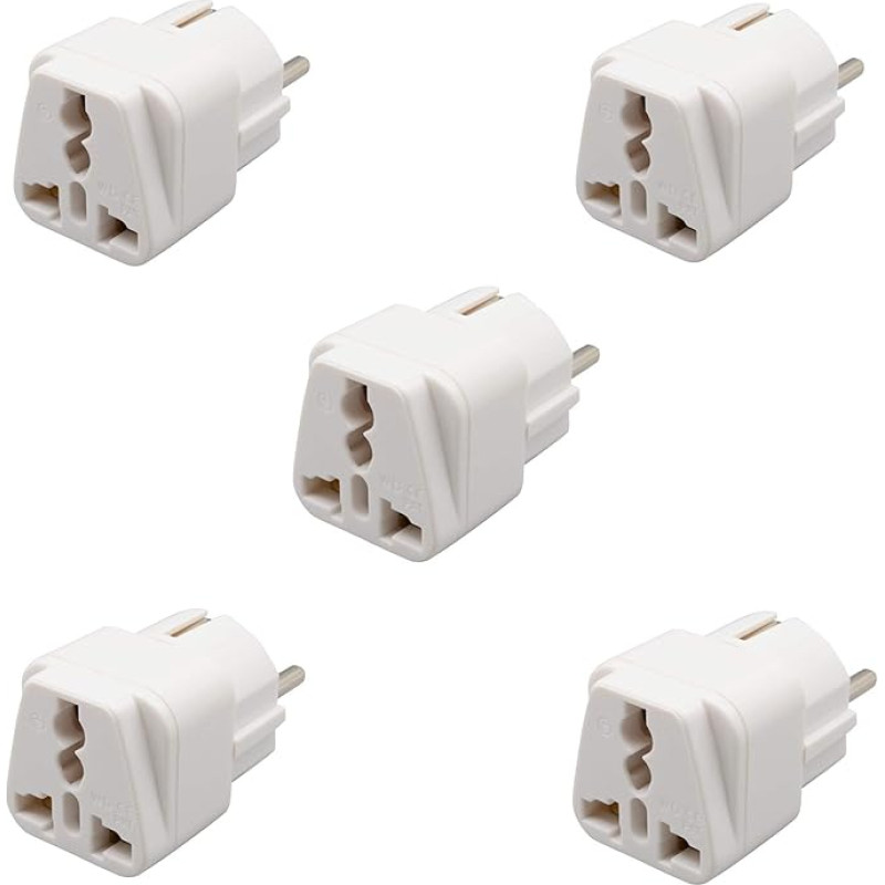 Inibud 5 x Power Adapter Universal Travel Adapter for European Union Design Asia Australia Middle East European (France, UK, EU) Had To 2 Pin – Female to Female Europe French plug converter