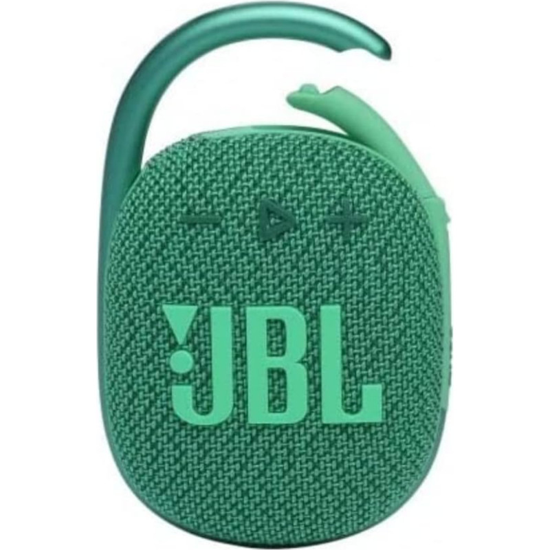 JBL Clip 4 Eco Bluetooth Speaker Made of Recycled Material in Green - Waterproof, Portable Music Box with Practical Carabiner - Up to 10 Hours of Wireless Music Streaming