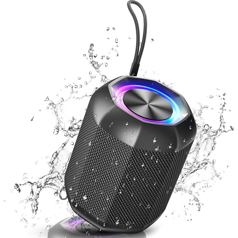 VOSFEEL Music Box Bluetooth Small with LED Light Bluetooth Boxes Waterproof Wireless Bass 18 Hours Playtime Portable Bluetooth Speaker for Outdoor Camping Garden Party Travel