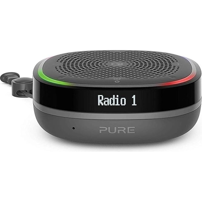 Pure StreamR Splash Outdoor DAB+/FM Smart Radio with Alexa Voice Control and Bluetooth (IP67 Waterproof, Portable, 15 Hours Battery, Quick Save Buttons, AUX-in and LCD Display), Anthracite