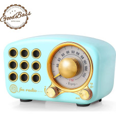 Retro Radio Bluetooth Speaker Vintage Radio Greadio FM Radio with Old Fashioned Classic Style, Strong Bass Boost, Loud Volume, Bluetooth 5.0 Connection, TF Card Slot and MP3 Player Blue