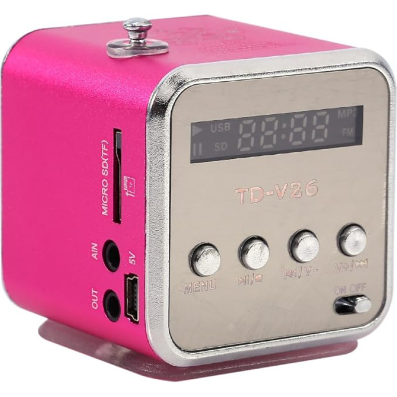 Zerone Digital Speaker Mini Player FM Radio Stereo MP3 Player MP4 Player TF Card USB Disk FM (Pink)