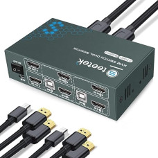 KVM jungiklis 2 kompiuteriai 2 monitoriai, Steetek KVM jungiklis HDMI 2 monitoriai 4K @ 60Hz USB 2.0 HDCP2.2 HDMI 2.0 KVM jungikliai su 4 HDMI 2.0 ir 2 USB kabeliais, mygtukinis jungiklis