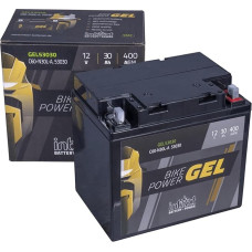 intAct - Gel Motorcycle Battery | Battery with +30% Starting Power for Scooters, Motorcycles, Quad Bikes | Bike-Power GEL53030, C60-N30L-A, 53030, 12V Battery, 30 Ah (C20), 400 A (EN) | Dimensions: