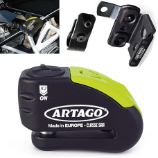 Artago 30 x 1 Pack Brake Disc Lock with Alarm 120 dB High Security + Bracket for BMW (R1250GS, R1200GS, F850GS, F750GS, F700GS, G310GS, F900XR), SRA and Sold Secure Gold Homologated, Black/Yellow