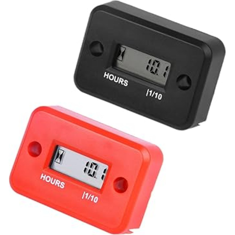 HonorMeet Digital Small Engine Hour Counter, Total Operating Hour Counter for Generator, Spark Plug, Inductive Activated for Gas Engine, Lawnmower, Chainsaw, Compressor, Motorcycle (Black + Red) Pack