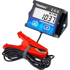 YOOREAL Digital Tachometer, Operating Hour Counter, Maintenance Reminder with Clips, Backlight, Built-in Battery, Waterproof for Lawnmower, Motorcycle etc.