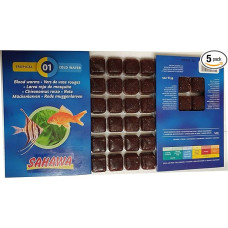 Sahawa® Blue Fish Food, Frost Food, 5 x 100 g Gross in Blister Red Mosquito Larvae + 1 x 100 g maisto lazdelės testavimui