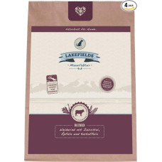 LAKEFIELDS Dried Meat Menu Beef - suaugusiems šunims - 4 x 1 kg - visavertis maistas be grūdų - jautienos mėsa ir subproduktai