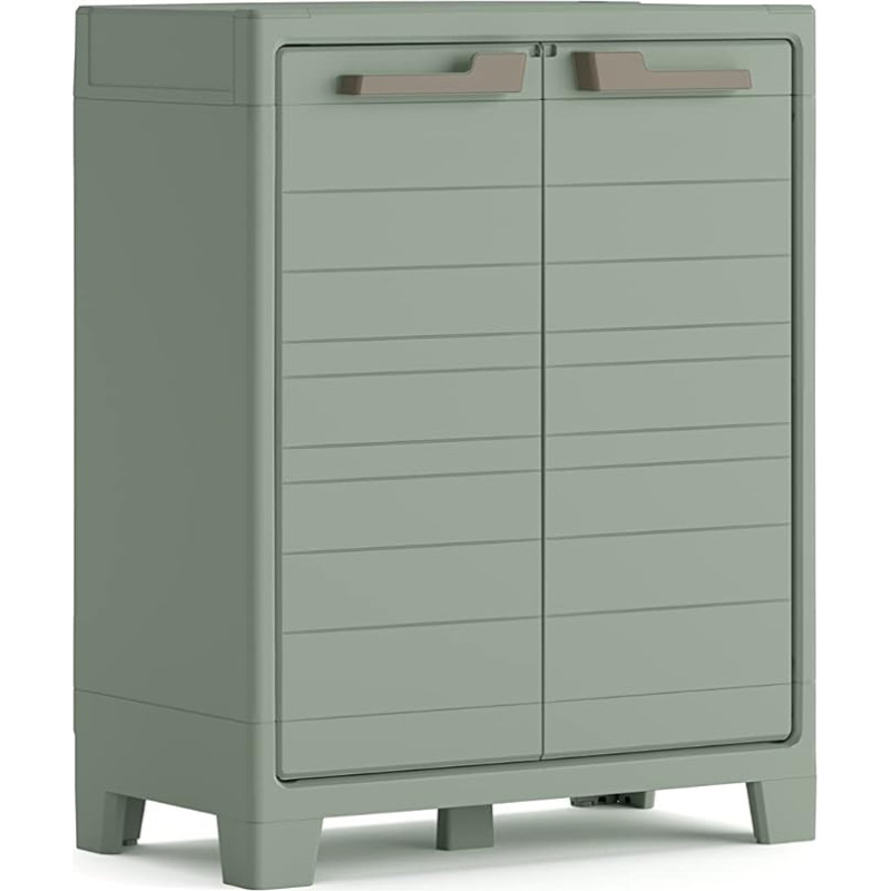 Keter Planet Outdoor Kunststoffschrank, nedidelis, nedidelis, nedidelis, 80 x 44 x 100 cm, inkl. 2 höhenverstellbaren Böden mit je 30kg Tragkraft, für drinnen und draußen geeignet, UV- und wasserbeständig (IPX3)