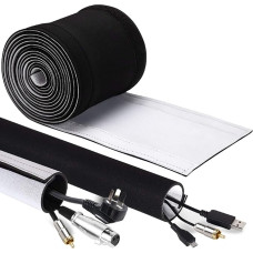 GeeRic 4M Neoprene Cable Duct with Adjustable Diameter for Cable Management, Neoprene Flexible and Reusable with Velcro Fastening, Black/White