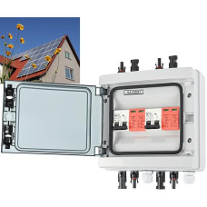 Surge Protection for the PV System, Also Smaller, DC Isolator Switch, Lightning Protection, Circuit Breaker, 2 String (2 in 2 Out), 1000 VDC Solar Voltage Protection for Photovoltaic IP65 Waterproof