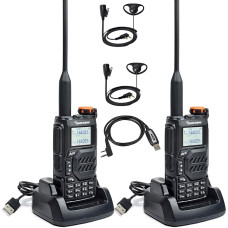 QUANSHENG UV-K5 radijo stotis 5W Walkie Talkie ilgo nuotolio įkraunama rankinė radijo stotis suaugusiems Policijos radijo stotis su FM, NOAA, C tipo įkrova, 200 kanalų (UV-K5-2 su D01CK-2 ir kabeliu)