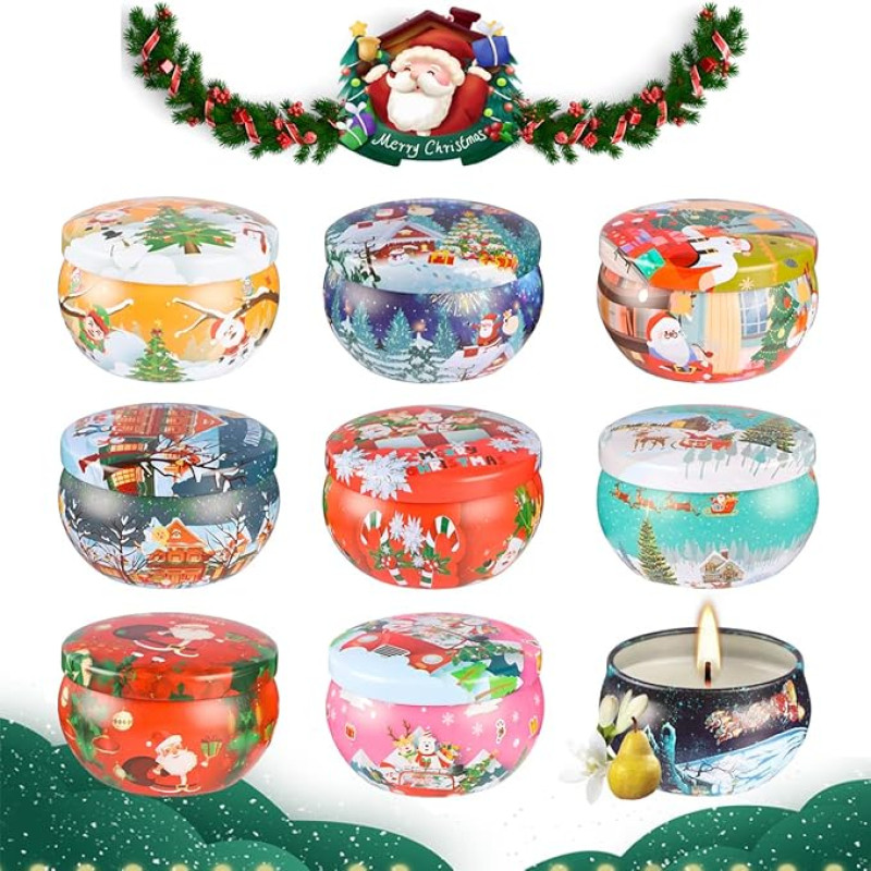 Topsics Scented Candles Christmas, 9 Piece Scented Candles Gift Set, 2.8 oz Scented Candle Set for Women, Natural Soy Wax, Aromatherapy Candles Set for Christmas