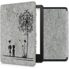 kwmobile Hülle kompatibel mit Amazon Kindle Paperwhite 11. Generation 2021 - Filz Stoff eReader Schutzhülle Cover Case - Pusteblume Love Schwarz Hellgrau