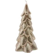 Dekohelden24 High-quality candle as Christmas tree, Christmas candle, figurine candle as Christmas tree, Christmas tree candle in cappuccino with glitter, handmade, size: height x diameter approx. 21