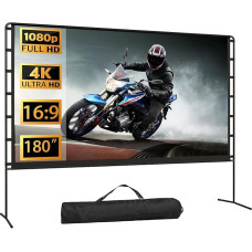 180 inch Canvas Projector with Stand, Foldable Outdoor Projector Screen 16:9 HD 4K Portable Screen Projector 1.1 Gain Screen for Projector with Carry Bag for Home Cinema or Office