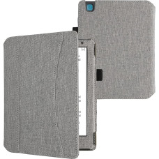 kwmobile Flip Case Compatible with Kobo Aura H2O Edition 2 - Front Compartment Hand Strap - Light Grey