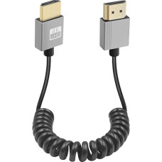 GELRHONR 4k HDMI spiralinis kabelis, HDMI vyriškos ir HDMI vyriškos lyties spiralinis kabelis Itin plonas prailginimo kabelis 4K @ 6, skirtas monitoriams, televizoriams, projektoriams (iki 3 pėdų prailginimas) (tiesus)