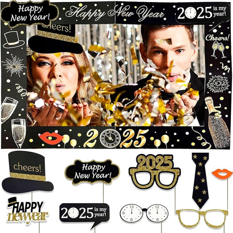 Roaring Good Time 2025 Laimingų Naujųjų Metų Photo Booth Props 2025 Photo Props Laimingų Naujųjų Metų Šalies reikmenys Laimingų Naujųjų Metų dekoracijos