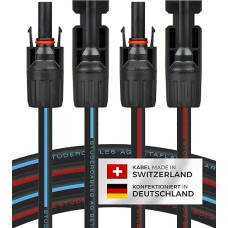 Solar Cable 2 x 3 m 4 mm² with Solar Plug, incl 0% VAT according to § 12 para. 3 UStG (1-30 m, 4 mm²/6 mm²) Solar Plug, Solar Cable Extension Cable for PV Cables, Solar System, Solar Panel Extension