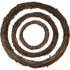 3 Pieces Natural Rattan Vine Wreaths Christmas Wreath, 20cm, 30cm, 40cm, Vine Branch Rings for DIY Crafts Hanging Christmas Decorations