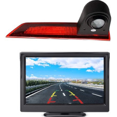 HD 720p Third Roof Brake Light Camera Brake Light Parking Camera Reversing Camera Set Night Vision + 5 Inch Monitor for Transporter Ford Transit Custom V362 2012-2019