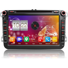 QIIKEN Android 13 automobilinis radijas su navigacija VW T5 Golf 5 6 Polo Sharan Seat Passat Tiguän, dvigubas DIN radijas 8 colių IPS ekranas Mediaimtuvas 4G + 64G su CarPlay Android Car Bluetooth PDC RDS CD