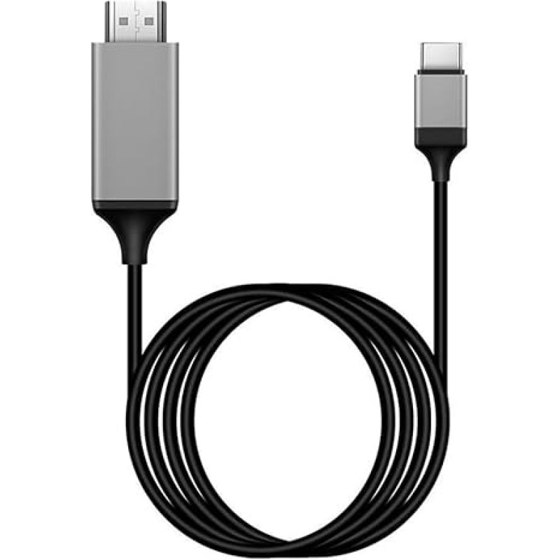 AndThere USB C HDMI kabelis 2 m HDMI USB C tipo HDMI adapteris USB C HDMI, skirtas televizoriaus projektoriaus monitoriui USB C HDMI jungtis 4K USB C tipo HDMI kabelio adapteris Garso ir vaizdo įrašas, suderinamas su 