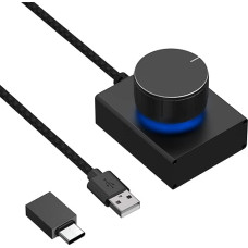 GEEKRIA USB garsumo reguliatorius su sukamuoju garsumo valdikliu ir įjungimo mygtuko nutildymo funkcija PC / telefono garso nuotolinio valdymo pultas, palaikantis 