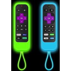 2 pakuotės nuotolinio valdymo pulto dangtelis Silikono apsauginis dėklas, suderinamas su Roku TCL Hisense Smart TV Streaming Stick nuotolinio valdymo pultu Universal Roku Remote Skin Glow in the Dark